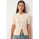 Happiness İstanbul Women's Cream Openwork Seasonal Knitwear Cardigan | Shoptok.si