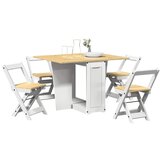 vidaXL Jedilna garnitura 5-delna Corona zložljiva bela borovina | Shoptok.si