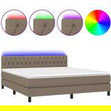 The Living Store Box spring postelja z vzmetnico LED taupe 160x200 cm blago - Box Spring Postelja, (21520686) | Shoptok.si