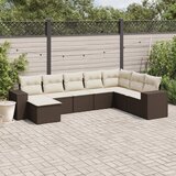 Maison Chic Seti vrtnega pohištva - Vrtna garnitura - Vrtni pohištvo set 8-delna z blazinami rjav poli ratan, (21800273) | Shoptok.si