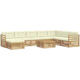 vidaXL Zunanja garnitura za sedenje 9 pcs Bela in krem Poliester, (5000280677) | Shoptok.si