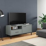 Ormarić za TV s metalnim nogama sivi od masivne borovine OSLO | shoptok.hr
