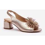 Laura Messi Leather Sandals with Ornament 2719 Gold Cene