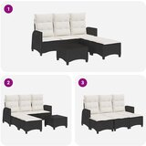  3-dijelna vrtna garnitura od poliratana s jastucima crna L | shoptok.hr