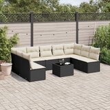  10-dijelni set vrtnih sofa s jastucima crni od poliratana | shoptok.hr