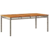  The Living Store Vrtna miza siva 180x90x75 cm poli ratan in akacijev les - Vrtna Miza, (21455524) | Shoptok.si