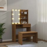  Set toaletnog stolića LED boja hrasta od konstruiranog drva | shoptok.hr