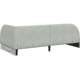 VidaXL Kotna postelja z vzglavjem Svetlo siva 90 cm x 190 cm blago Slike