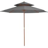  Dvoslojni suncobran s drvenim stupom 270 cm antracit | shoptok.hr