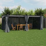  Sjenica sa zavjesama 6 x 3 m antracit čelična | shoptok.hr