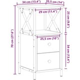 vidaXL Nočna omarica iz starega lesa 34x35,5x70 cm Inženirski les | Shoptok.si