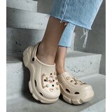 Gemre Beige platform mules with decorations Aria | Shoptok.si