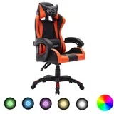 Igraća stolica s RGB LED svjetlima narančasto-crna umjetna koža