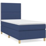  Box spring postelja z vzmetnico moder 90x190 cm blago, (20893944) | Shoptok.si