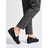 Shelvt Black openwork loafers on a low wedge | Shoptok.si