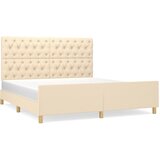 The Living Store Posteljni okvir z vzglavjem krem 160x200 cm blago - Posteljni Okvir Z Vzglavjem, (21530168) | Shoptok.si