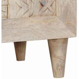 vidaXL Nočna omarica s predalom Bež 50 x 33 x 60 cm trden mangov les | Shoptok.si