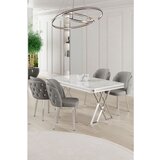 Hanah home Rigel - White, Chrome, Grey WhiteChromeGrey Dining Table & Chairs Set (5 Pieces) | ePonuda.com