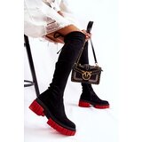Boto Women's Suede Boots Workers Black and Red Cheera | ePonuda.com