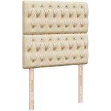 vidaXL Box spring postelja z vzmetnico krem 90x200 cm blago | Shoptok.si