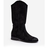 VINCEZA Zazoo 3403 Openwork Women's Low Heel Boots Brown Cene