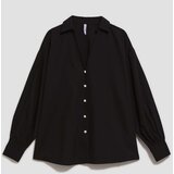 Marisse Black Shirt With Decorative Buttons And Puffed Sleeves | Shoptok.si