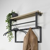 Spinder Design Črn/naraven kovinski stenski obešalnik s polico Rizzoli – | Shoptok.si