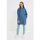 Trendyol blue hooded scuba knitted sweatshirt Cene