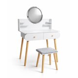MODUL Sto za šminkanje sa stolicom Lumi ST-315, 80×40×120 cm, Beli Cene