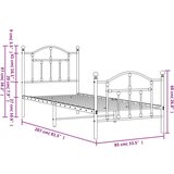 Metalni okvir kreveta uzglavlje i podnožje crni 80x200 cm | shoptok.hr