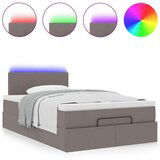 vidaXL Otomanski posteljni okvir z vzmetnico taupe 120x200 cm blago | Shoptok.si