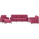  4-dijelni set sofa s jastucima crvena boja vina baršunasti | shoptok.hr
