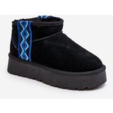 Kesi Women's suede snow boots with thick soles, black Vebissat Cene
