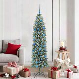 vidaXL Umetno vitko božično drevo med 300 LED Zelena in bela 180 cm | Shoptok.si