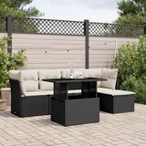  6-dijelni set vrtnih sofa s jastucima crni od poliratana Crna 100 x 55 x 73 cm | Shoptok.si