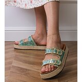 D/CEO Green espadrille flip-flops with buckles Induri | Shoptok.si