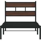 vidaXL Posteljni okvir brez vzmetnice z vzglavjem rjavi 90x200 cm | Shoptok.si