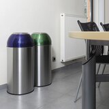 Probbax Zbiralnik odpadkov iz nerjavnega jekla, prostornina 40 l, ŠxVxG 350 x 740 x 350 mm, moder pokrov | Shoptok.si
