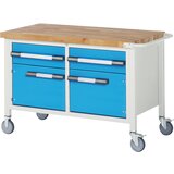 eurokraft pro pomična delovna miza, izvedba z ogrodjem, 2 predala, 2 vrat, šxg 1250 x 700 mm | Shoptok.si