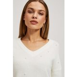 Marisse Pearl Beaded V-Neck Sweater | shoptok.hr