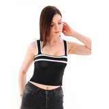 Dewberry Z2003 WOMEN'S CROOP BLOUSE-BLACK-WHITE | shoptok.hr