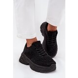 Boto Ladies Sneakers With Rhinestones And Sheepskin Black Zarika | Shoptok.si