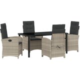 vidaXL set 5-delne vrtne jedilnice z blazinami svetlo sive barve poli ratan, (22087694) | Shoptok.si
