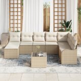 vidaXL 9-delni set vrtnog kavča z blazinami Rjav poly ratan | Shoptok.si