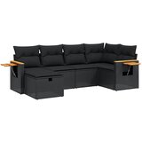  6-dijelni set vrtnih sofa s jastucima crni od poliratana Crna 62 x 62 x 69 cm | Shoptok.si