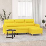 vidaXL Kavč trosed s stolčkom za noge rumen 180 cm blago | Shoptok.si