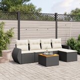 vidaXL 6-dijelni set vrtnih sofa s jastucima crni od poliratana | shoptok.hr