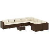  10-dijelni set vrtnih sofa od poliratana s jastucima smeđi | shoptok.hr