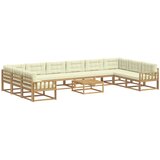 vidaXL Zunanja garnitura za sedenje z blazino 11 pcs Bela in krem, (5000281298) | Shoptok.si