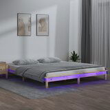 Maison Chic LED Posteljni okvir - Dvoposteljna postelja - Zakonska postelja 200x200 cm trden les, (21692735) | Shoptok.si
